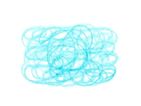Blue pencil scribble on white background, top view Stock Photos