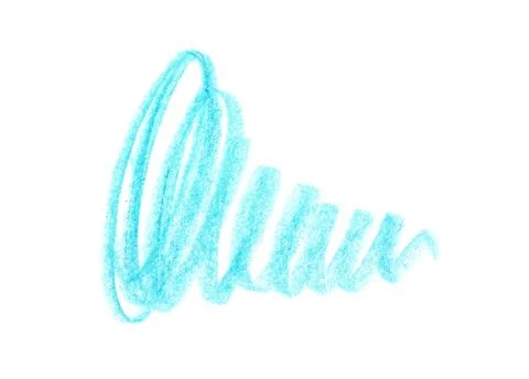 Blue pencil scribble on white background, top view Stock Photos