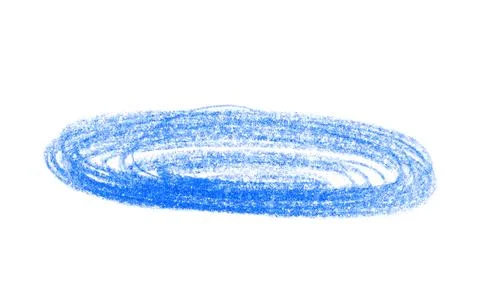 Blue pencil scribble on white background, top view 写真素材