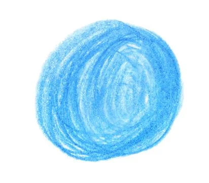 Blue pencil scribble on white background, top view 写真素材