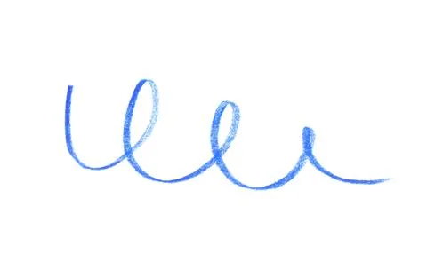 Blue pencil scribble on white background, top view Stock Photos