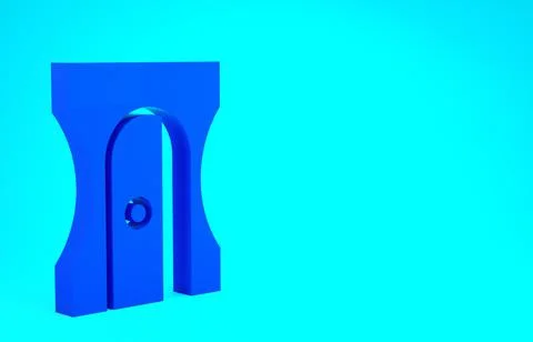 Blue Pencil sharpener icon isolated on blue background. Minimalism concept. 3 Stockillustratie