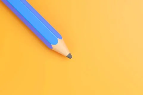 Blue pencil tip on orange background, 3D minimal concept illustration Illustrazione stock