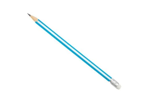 Blue pencil on white background with subtle shadow, minimal stationery concept Stock Photos