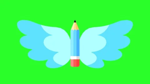 Blue Pencil with Wings Symbolizing Imagination and Inspiration Stock Footage 320372162