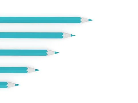 Blue pencils rendered on white background Stock Illustration