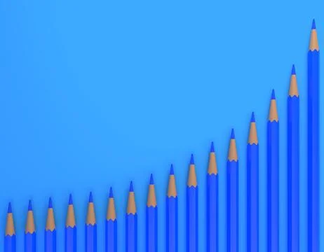 Blue pencils on technical chart of financial expansion Illustrazione stock