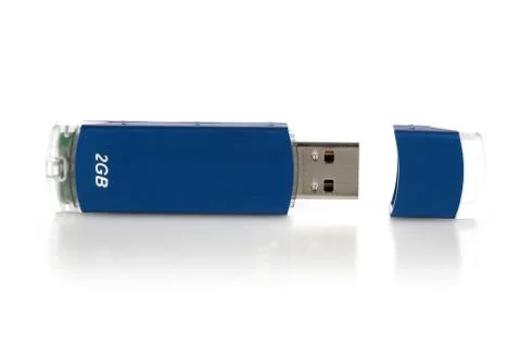 Blue pendrive on white background Stock Photos