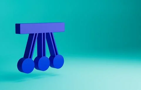 Blue Pendulum icon isolated on blue background. Newtons cradle. Minimalism Stock Illustration