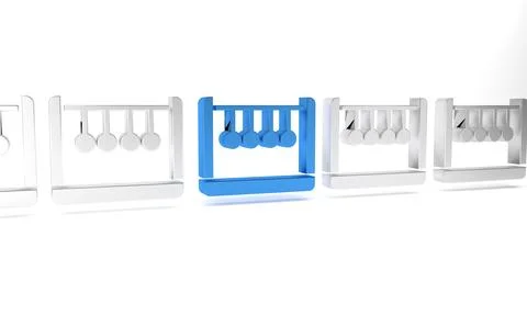 Blue Pendulum icon isolated on white background. Newtons cradle. Minimalism.. Stock Illustration