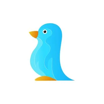 Blue Penguin Logo Vector Design Template Stock Illustration