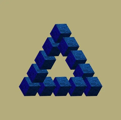 Blue Penrose triangle. Stock Illustration