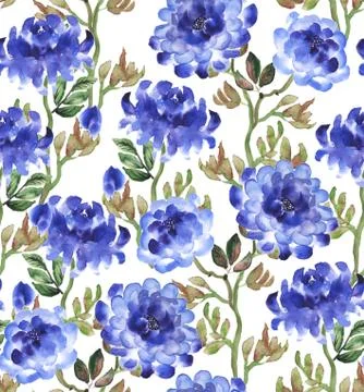 Blue peonies on white Stock Illustration