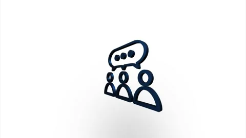 Blue people group with bubble speeche icon flipping, rotation. Elegant 3d Video stock 159822345