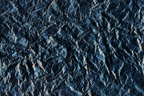 Blue perforated rough surface with cracks and golden inclusions. Ragged stone Stock Illustration