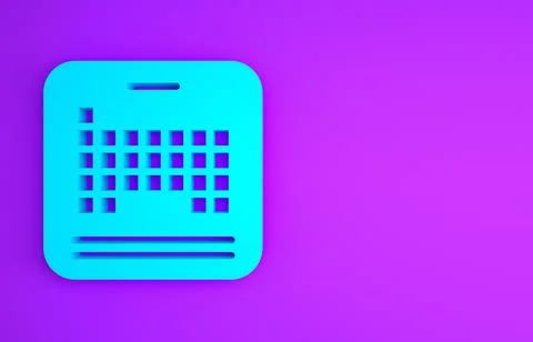 Blue Periodic table of the elements icon isolated on purple background. Minim イラスト素材