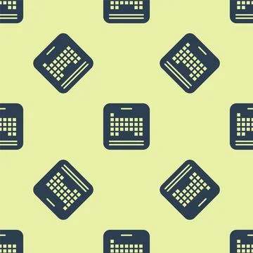 Blue Periodic table of the elements icon isolated seamless pattern on yellow イラスト素材
