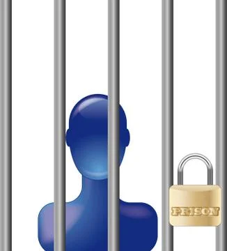 Blue person in prison Illustrazione stock