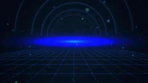 Blue perspective grid flying seamless loop motion background 스톡 동영상 344799310