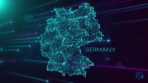 Blue Perspective Square Hud Mosaic Grid And Text Of Administrative Germany Map Video stock 276071707