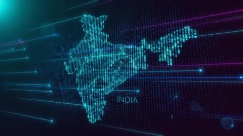 Blue Perspective Square Hud Mosaic Grid Text Of Faint Administrative India Map イラスト素材