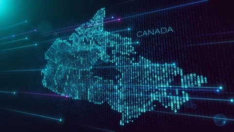 Blue Perspective Square Hud  Mosaic Grid And Text Of Administrative Canada Map  Illustrazione stock