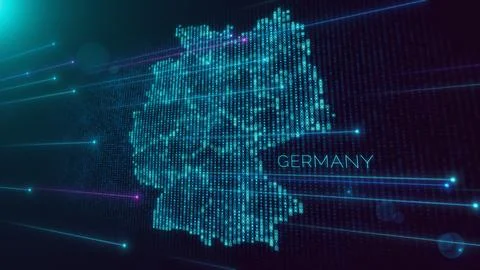 Blue Perspective Square Hud  Mosaic Grid And Text Of Administrative Germany Map  Stock Illustration