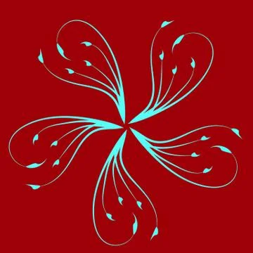 Blue petals on a bright red background Stock Illustration