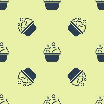 Blue Pets bath icon isolated seamless pattern on yellow background. Vector Stock Illustration