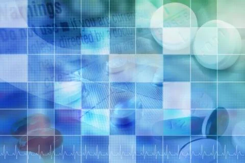 Blue pharmecutical pill background with grid Stock Photos