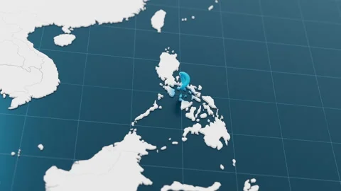 Blue Philippines 3d map with pointer pin surrounded with other countries in 動画素材 320901067