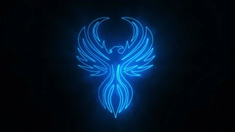 Blue Phoenix Eagle Animated Logo Loop Graphic Element Stock Footage 147740192