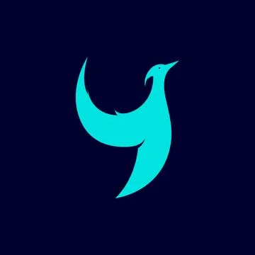 Blue phoenix fly flat logo design vector graphic symbol icon sign illustrat.. Stock Illustration