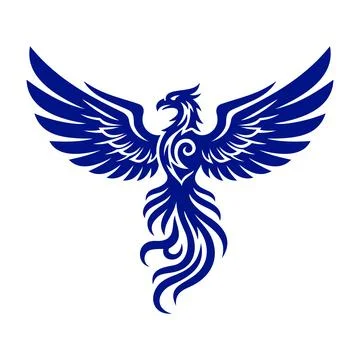 Blue Phoenix Tribal Tattoo Vector Logo Template Stock Illustration