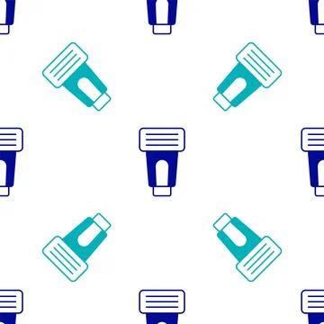 Blue Photo camera flash icon isolated seamless pattern on white background 스톡 일러스트