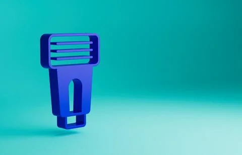 Blue Photo camera flash icon isolated on blue background. Minimalism concept. 3D Stock Illustration