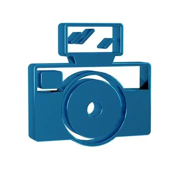 Blue Photo camera with lighting flash icon isolated on transparent backgrou.. 스톡 일러스트