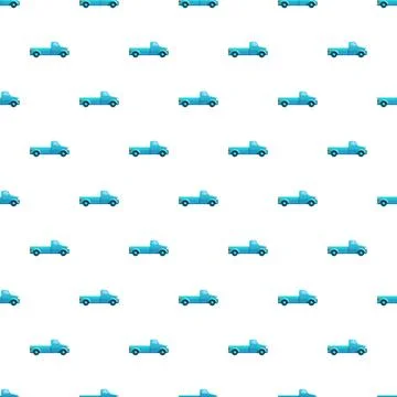 Blue pickup trucks seamless pattern for transportation background Stock Illustration