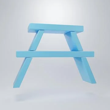 Blue Picnic table with benches on either side of the table icon isolated on.. Stock Illustration
