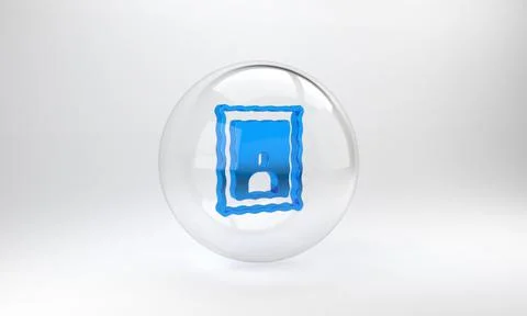 Blue Picture frame on table icon isolated on grey background. Valentines Day  Illustrazione stock