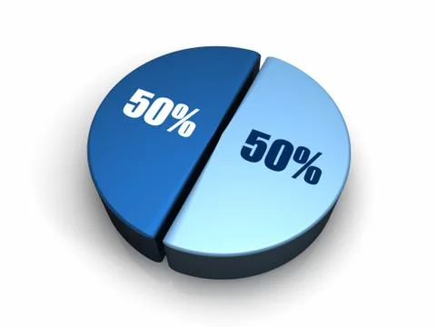 Blue pie chart 50 - 50 percent 库存插图