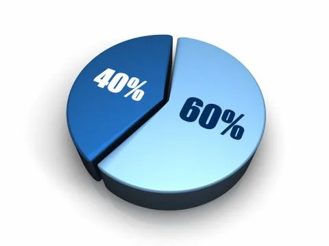 Blue pie chart 60 - 40 percent Stock Illustration