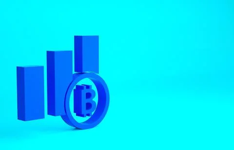 Blue Pie chart infographic bitcoin icon isolated on blue background. Diagram  Illustrazione stock