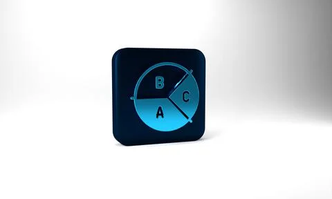 Blue Pie chart infographic icon isolated on grey background. Diagram chart sign Illustrazione stock