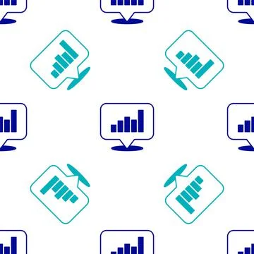 Blue Pie chart infographic icon isolated seamless pattern on white background Illustrazione stock
