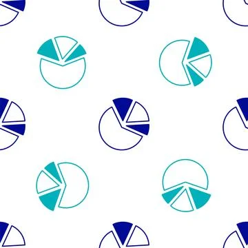 Blue Pie chart infographic icon isolated seamless pattern on white backgrou.. Illustrazione stock