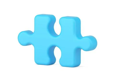 Blue piece of logic puzzle 3d icon. Volumetric element for solving problem 스톡 일러스트