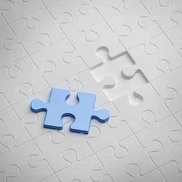 Blue piece of white puzzle イラスト素材