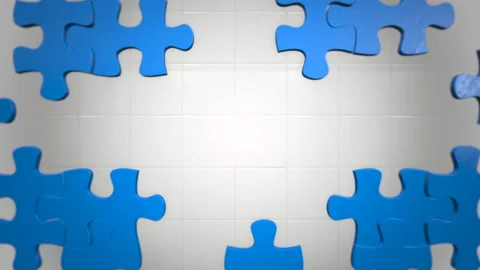 Blue pieces of puzzle pattern Video stock 166144593