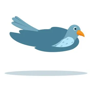 Blue pigeon flying with spread wings and orange beak Stock Illustration